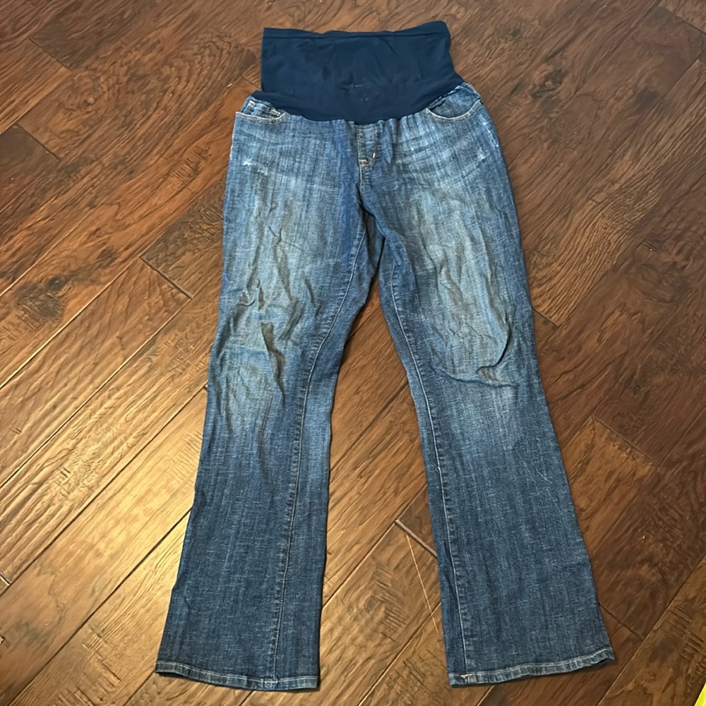 Motherhood Maternity Boot Cut Jeans. Distressed. Size L